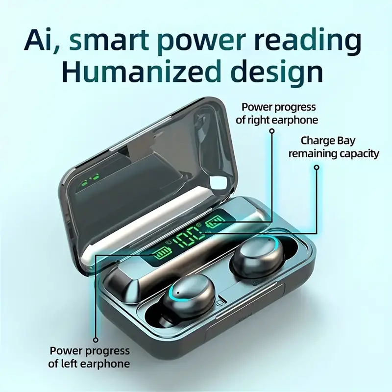 خصم 80% سماعة بلوتوث أذن لاسلكية TWS بتقنية ستيريو هاي-فاي مع ميكروفون - التحكم باللمس، سماعات رياضية عازلة للصوت مع علبة شحن رقمية للألعاب والتمارين - الصورة 3