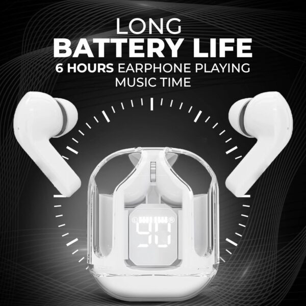 سماعات اذن لاسلكية اير 31 بلوتوث 5.3، سماعات اذن لاسلكية شفافة مع صوت ستيريو هاي فاي جهوري عميق، سماعة بلوتوث مع ميكروفون مدمج وحافظة شحن مناسبة لاجهزة ايفون واندرويد واللابتوب