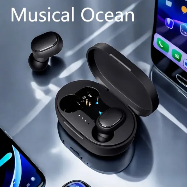 سماعات أذن لاسلكية جديدة أصلية A6S باللون الاسود- سماعات أذن صغيرة لهواوي، أندرويد، وآيفون