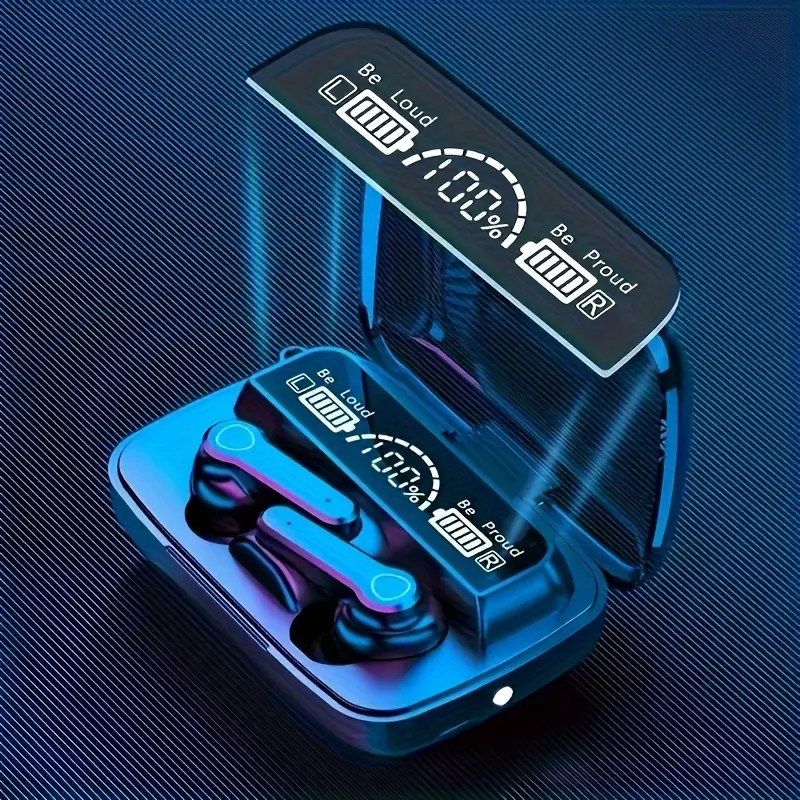 سماعة بريامي اللاسلكية الحقيقية مع شاشة عالية الدقة - التحكم باللمس،مع ضوء فلاش عمر بطارية طويل، إيقاظ LED، صوت غامر - الصورة 3