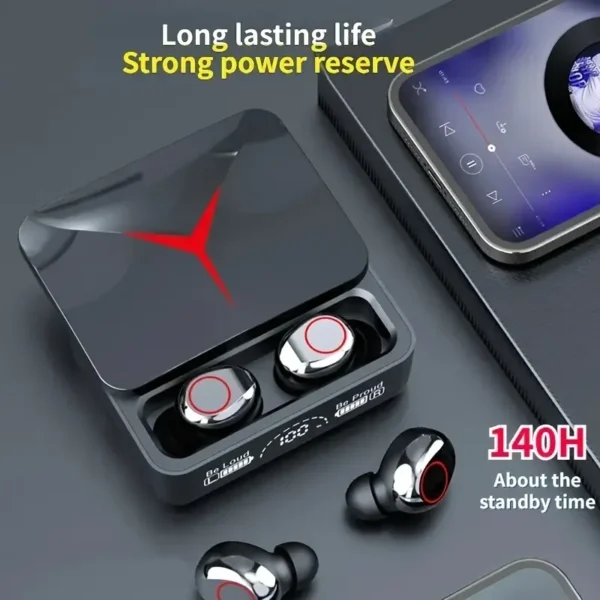 سماعات أذن لاسلكية TWS المبتكرة - صوت ستيريو، سماعات رياضية وألعاب داخل الأذن مع شاشة LED لـ iPhone و Android