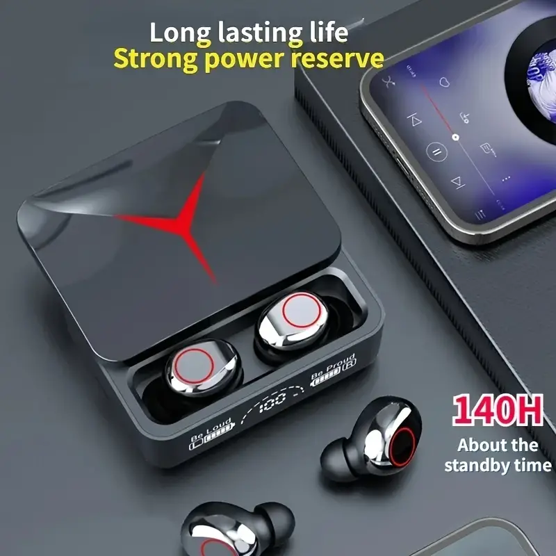 سماعات أذن لاسلكية TWS المبتكرة - صوت ستيريو، سماعات رياضية وألعاب داخل الأذن مع شاشة LED لـ iPhone و Android