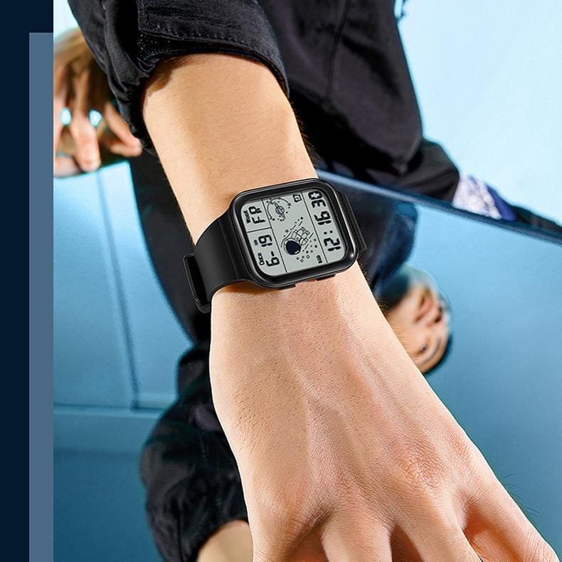 SANDA الساعة الإلكترونية الجديدة لرواد الفضاء المربعة ذات العرض الفردي للرجال والنساء للشباب - الصورة 2