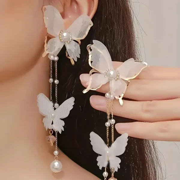 أقراط متدلية مزينة بلؤلؤ صناعي بأسلوب أنيق من السبائك المجوهرات الأنيقة للإناث