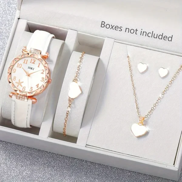 مجموعة ساعات كوارتز نسائية عصرية من Soki مكونة من 5 قطع مع لمسات الراين