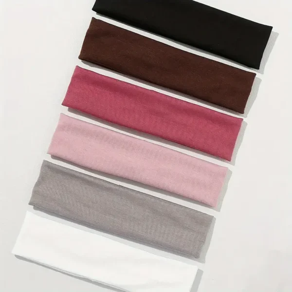 عصابات رأس محبوكة للنساء مكونة من 6 قطع - مزيج من القطن، أنماط لطيفة وهيب هوب، لون نقي، بدون ريش - إكسسوارات شعر عصرية