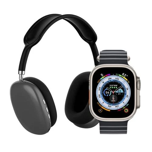 سماعة بلوتوث رأس P9 + ساعة ألترا شبيهة أبل مقاس 45 عالية الجودة