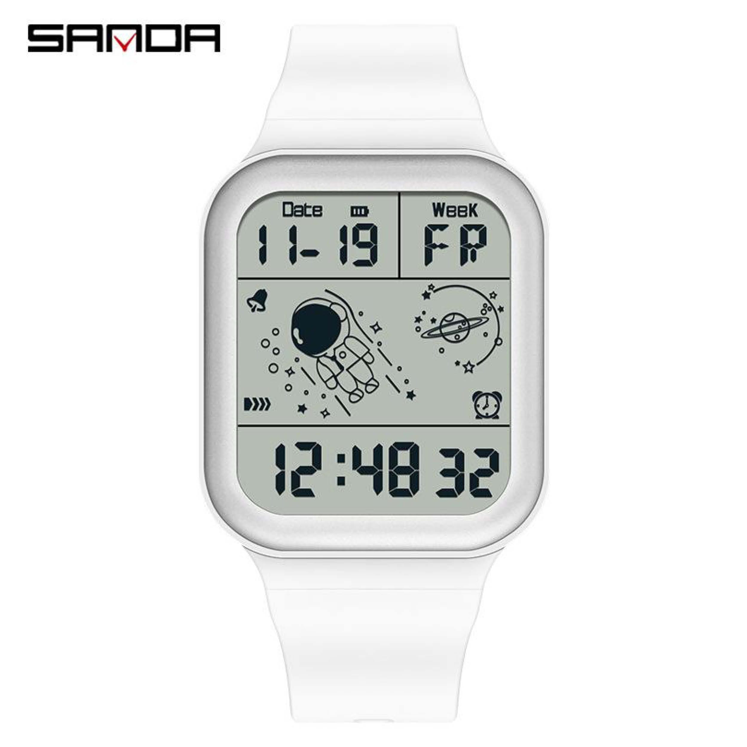 SANDA الساعة الإلكترونية الجديدة لرواد الفضاء المربعة ذات العرض الفردي للرجال والنساء للشباب - الصورة 6