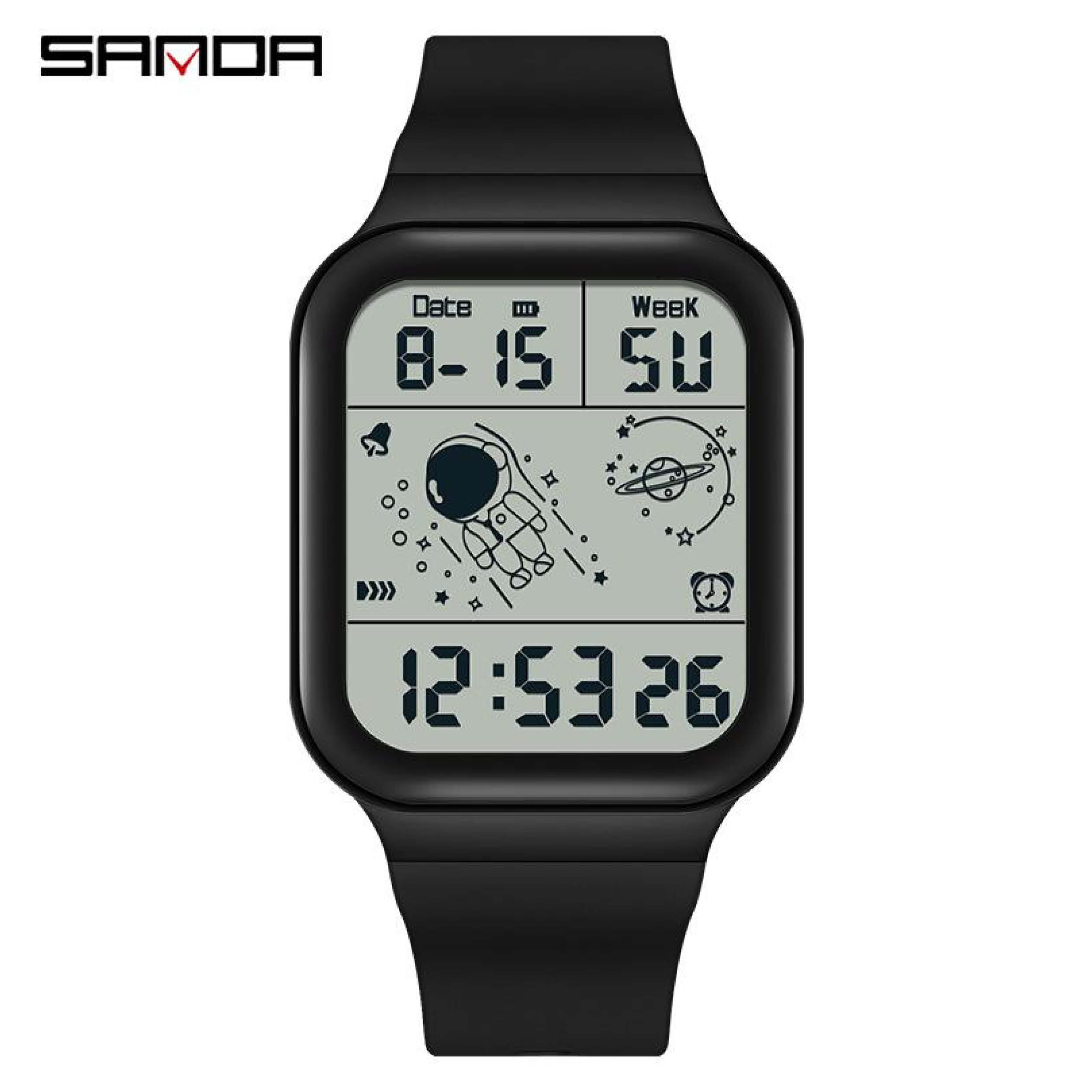 SANDA الساعة الإلكترونية الجديدة لرواد الفضاء المربعة ذات العرض الفردي للرجال والنساء للشباب - الصورة 5