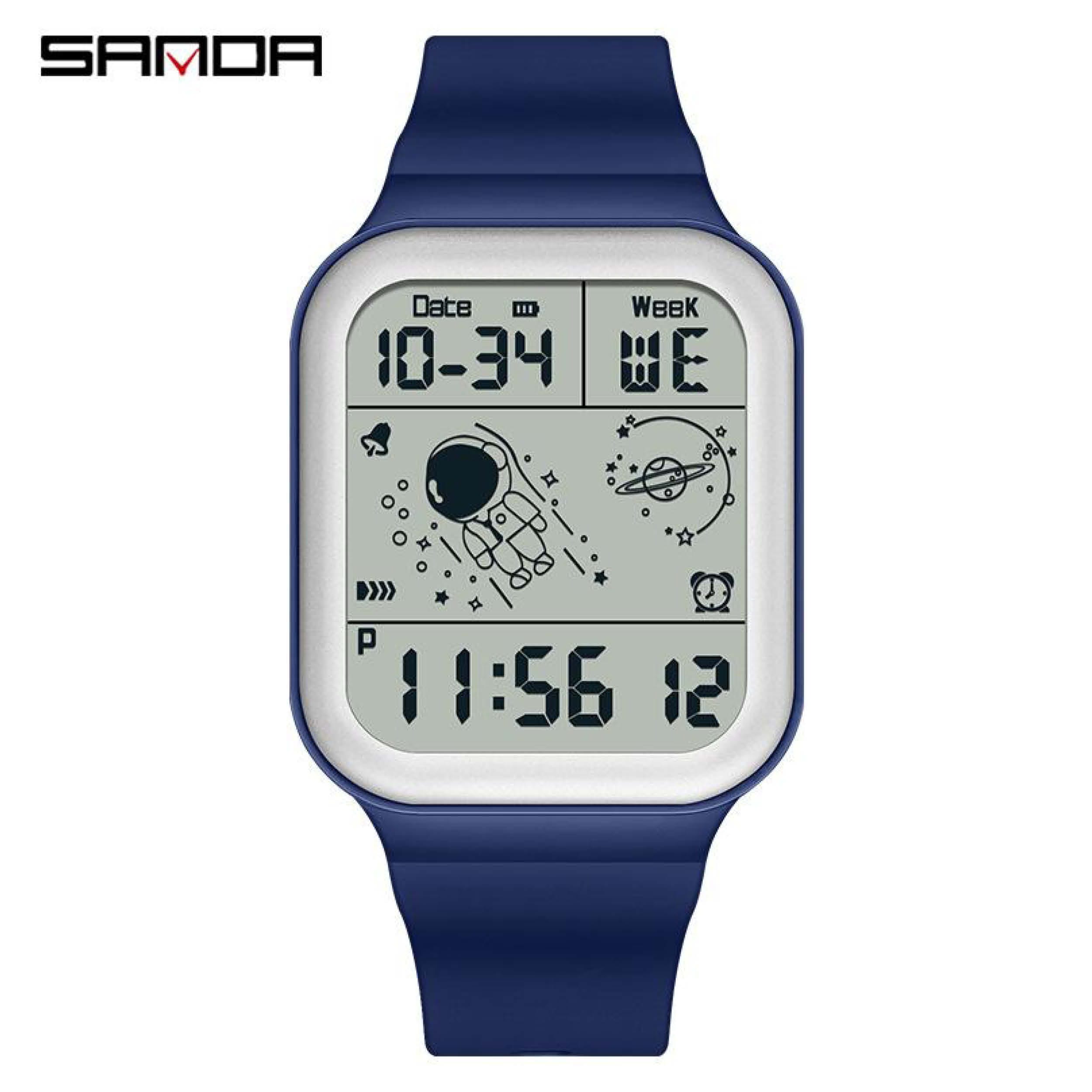 SANDA الساعة الإلكترونية الجديدة لرواد الفضاء المربعة ذات العرض الفردي للرجال والنساء للشباب - الصورة 4