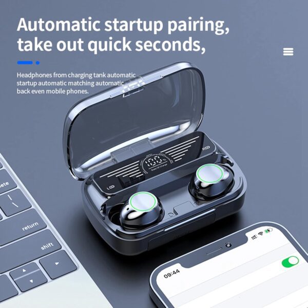 سماعات اذن لاسلكية BQ10 بتقنية البلوتوث لتقليل الضوضاء لمكالمات الالعاب والموسيقى، متوافقة مع iOS واندرويد، أسود