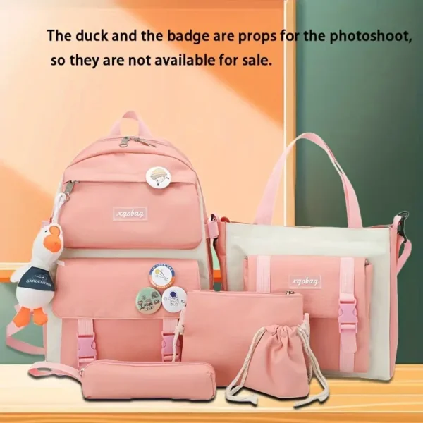 مجموعة حقيبة ظهر للمدرسة: مجموعة أساسية مكونة من 5 قطع للطلاب - تتضمن حقيبة ظهر وجيب وإكسسوارات