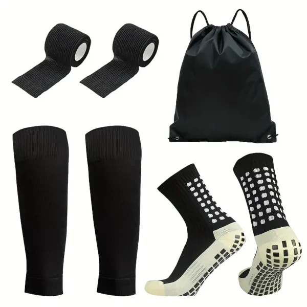 مجموعة ملابس رياضية لكرة القدم المكونة من 4 قطع: جوارب رياضية مضادة للانزلاق، أكمام ساق مريحة، حماية رياضية