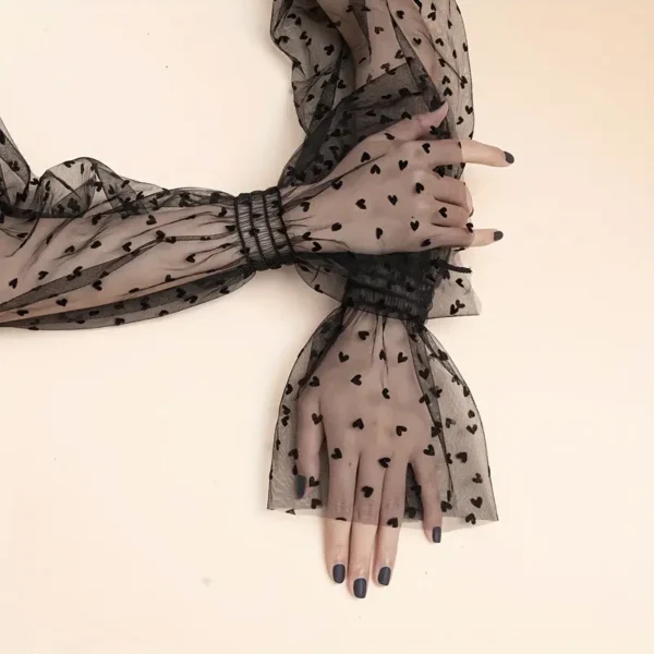 غطاء ذراع شبكي أنيق بأكمام طويلة وفضفاضة وواقي من الشمس وأكمام دانتيل للنساء