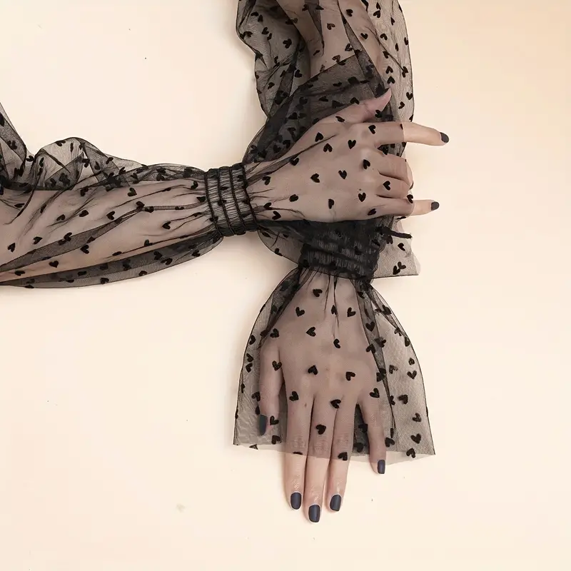 غطاء ذراع شبكي أنيق بأكمام طويلة وفضفاضة وواقي من الشمس وأكمام دانتيل للنساء