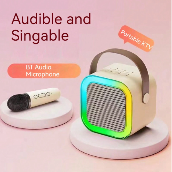 فاونو الة كاريوكي مع ميكروفون لاسلكي محمول للبالغين والاطفال، مكبر صوت كاريوكي بلوتوث باضاءة RGB، مكبر صوت قابل للتوسيع بطاقة تي اف 64 جيجا نوع سي، سماعة راس اوكسين نج للحفلات والاجتماعات