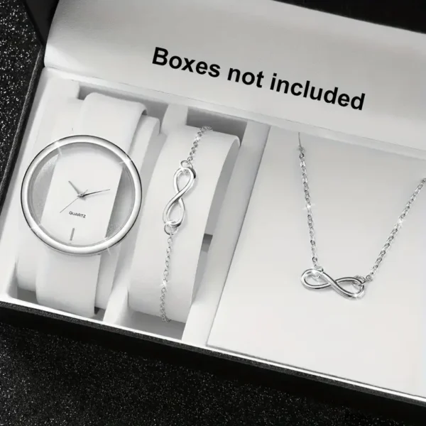 ساعة كوارتز عصرية للنساء 3 قطع مع سوار وقلادة مريحة