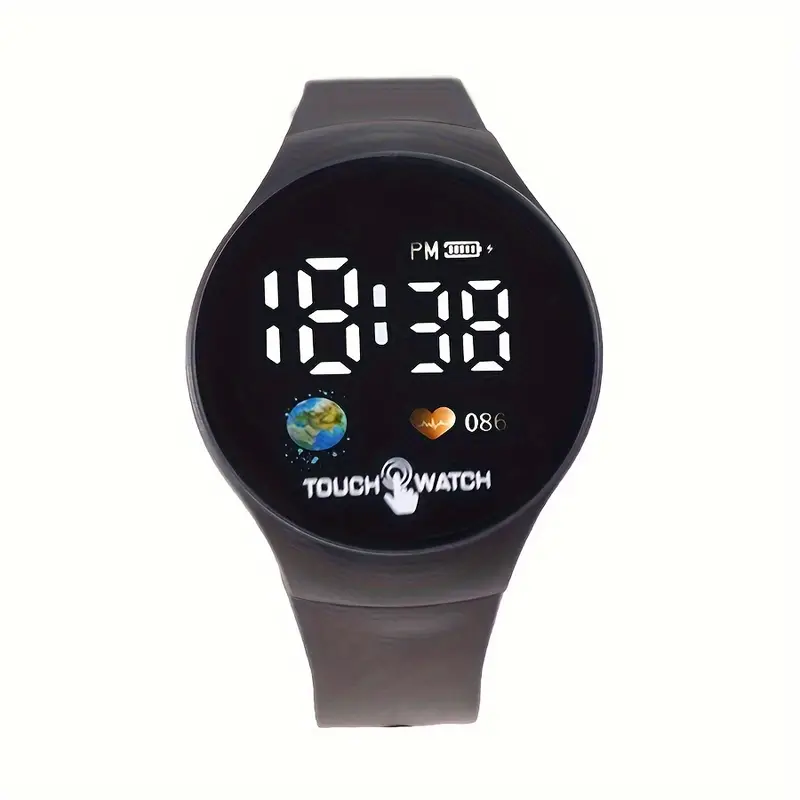 ساعة معصم رقمية LED بأسلوب بريبي، تعمل باللمس مع عرض مضيء، حافظة دائرية غير مقاومة للماء، حركة إلكترونية، مناسبة لعمر أكثر من 15 عامًا، حزام سيليكون - ساعة رياضية رقمية بتقويم للنساء - الصورة 6