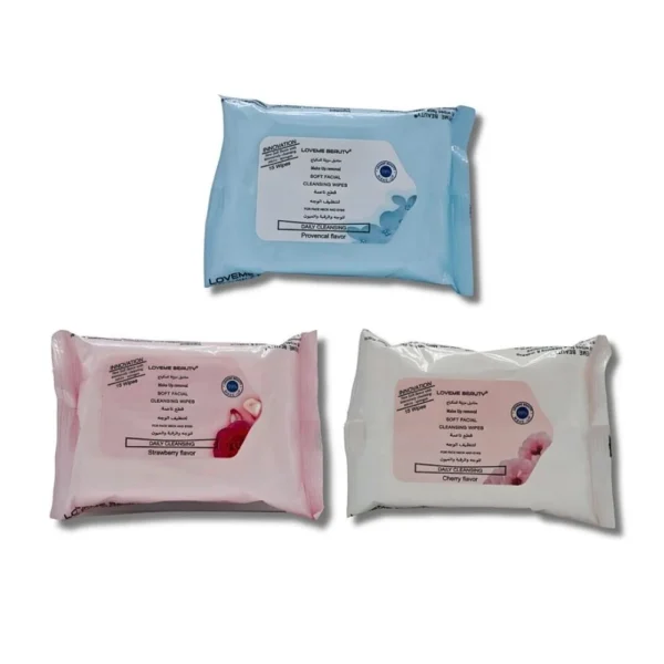 مناديل مبلله معطرة مزيلة للمكياج تعمل على ترطيب البشرة الحساسة