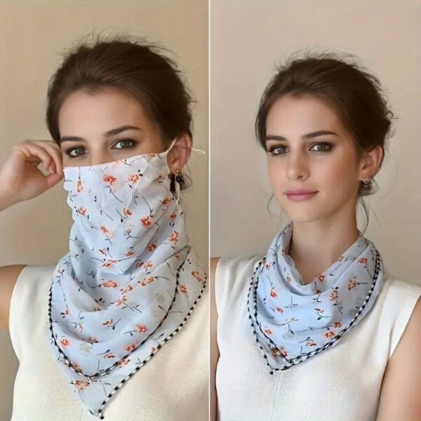 قناع صيفي في الهواء الطلق واقي من الشمس معلق على الأذن مطرز قناع الوجه الكامل وشاح الرقبة