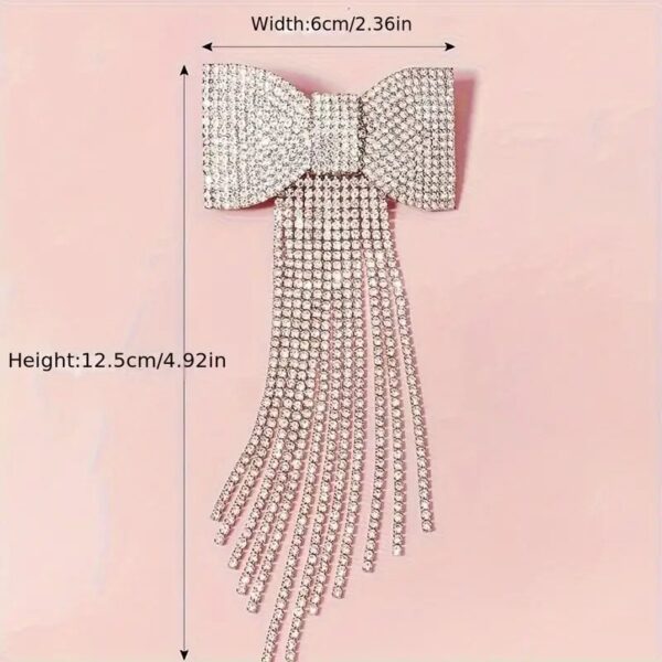 مشبك شعر أنيق وبسيط على شكل شرابة مرصعة بأحجار الراين، اكسسوار شعر فاخر للعروس، مشبك شعر لامع أنيق لتصفيفة شعر راقية.