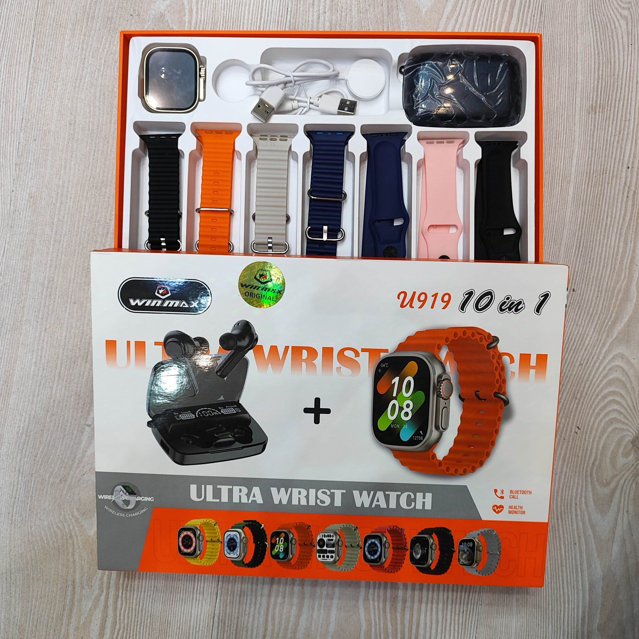 عرض بكميات محدودة ساعة شبيهة ابل ساعة بشاشة كاملة لحساب السعرات الحرارية وضغط الدم تدعم استقبال والرد على المكالمات قابله لإعادة الشحن مع شاحن لا سلكي + سبع أساور + سماعة بريامي عالية الجودة بطارية تدوم لفترة طويله تدعم العزل وتدعم الصوت المحيطي - الصورة 2