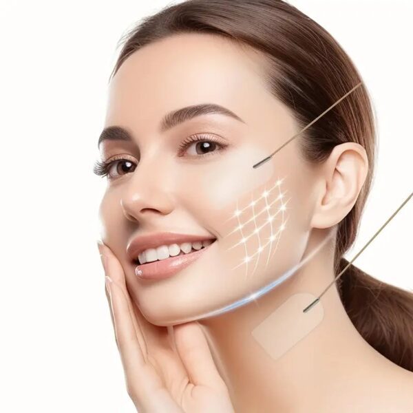 مجموعة شريط رفع الوجه القابلة للتحسس المكونة من 18 قطعة مع 4 أشرطة مطاطية قابلة للتعديل - شرائط رفع الوجه الخفية الفورية للعنق والذقن المزدوجة - لاصق لشد البشرة قابل لإعادة الاستخدام للبشرة المترهلة