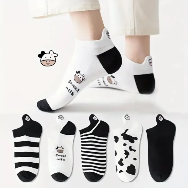 جوارب قدم كاجوال مبتكرة وجيدة التهوية وغير قابلة للانزلاق بطبعة كرتونية لطيفة ومرحة