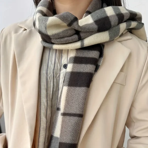 وشاح تارتان محبوك خفيف الوزن بأسلوب بوهو شيك مع أهداب - شال بوليستر 100% قابل للتنفس، مثالي