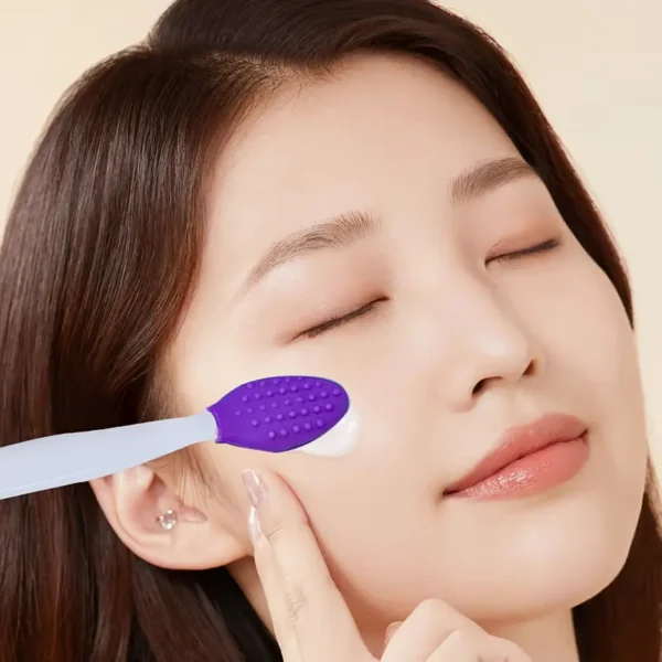فرشاة تنظيف الوجه بالسيليكون - فرشاة تقشير ثنائية الجانب لتنظيف عميق للأنف، أداة تقشير الوجه اليدوية للرجال والنساء، تعزز البشرة، بدون عطر