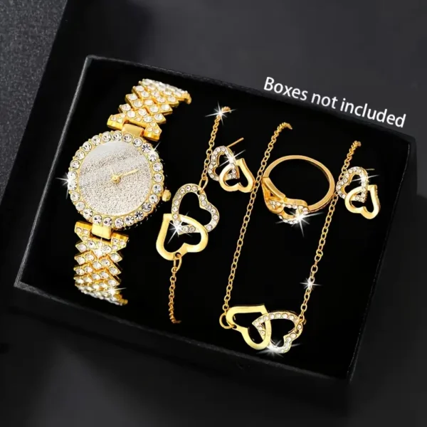 ساعة نسائية بسيطة من MSCXDK تعمل بالكوارتز مع أرقام رومانية تناظرية، هيكل من سبائك الزنك، شاشة تناظرية مع 4 مجوهرات انيقة ومقامة للصدا