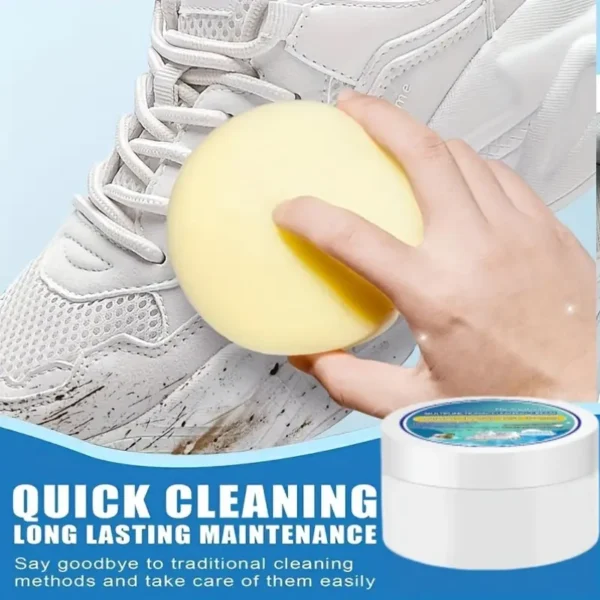كريم منظف للأحذية مع تطبيق الإسفنج، مزيل البقع، تنظيف سريع بدون غسيل للأحذية الرياضية،