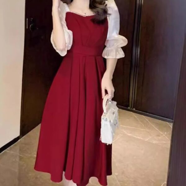 فستان راقي اكمام قصيرة مميز مناسب للمناسبات والاحتفالات