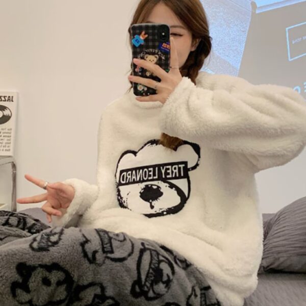 طقم نسائي بأكمام طويلة مكون من قطعتين شتوية ثقيلة قطنية ومريحة قطنية 100%