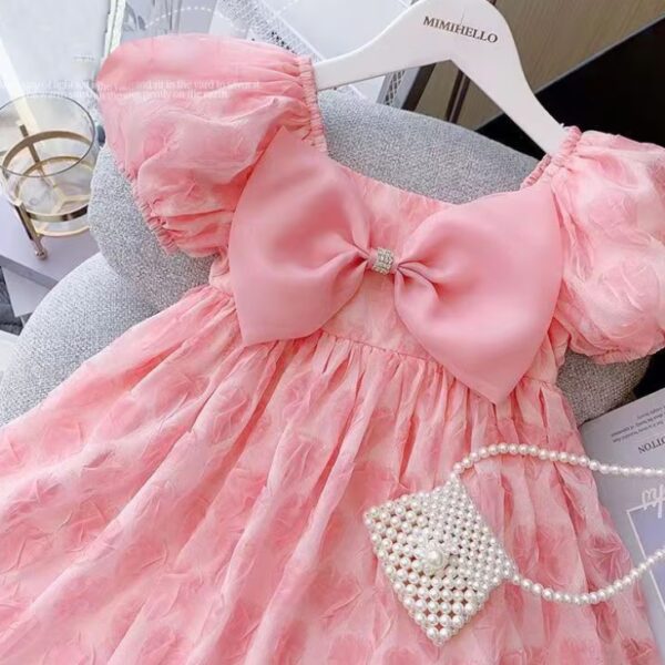 فستان للبنات من عمر 2 إلى 7 سنوات بأكمام قصيرة