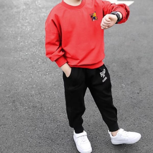 طقم بنطلون للأولاد من قطعتين من عمر 3 إلى 13 سنة شتوية قطنية 100%