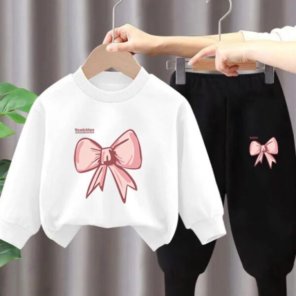 طقم بنطلون للبنات من عمر 3 إلى 11 سنة مكون من قطعتين