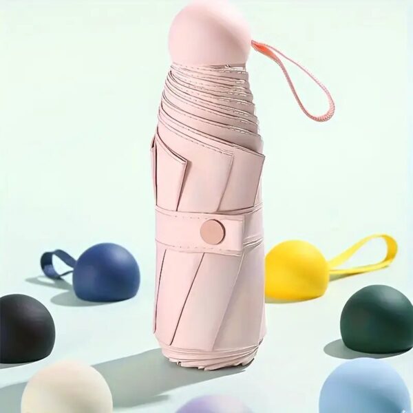 مظلة حماية من الأشعة فوق البنفسجية مدمجة 5 أضعاف - محمولة، استخدام مزدوج للشمس والمطر مع فتح يدوي، إطار حديدي متين ومادة قماشية مقاومة للصدمات