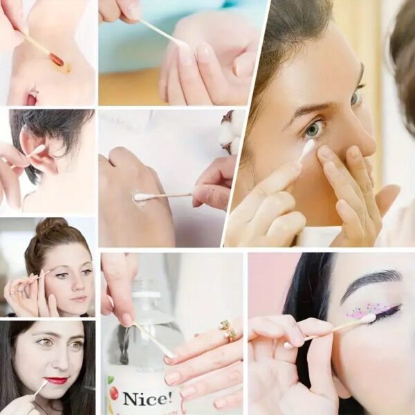 مسحات قطنية من سيمتوفي، 100 قطعة - ذات طرفين، متعددة الأغراض، لا رائحة، مثالية لوضع المكياج وتنظيف الأذن والعناية بالبشرة.