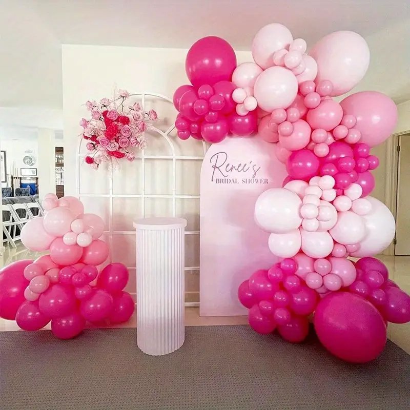 مجموعة من 50 بالونًا ورديًا وذهبيًا معرقشًا - مادة الإمولسيون لحفلات الزفاف وأعياد الميلاد وكشف الجنس والذكرى والتخرج وعيد الأم - احتفالات داخلية وزينة غرف بدون استخدام الكهرباء - الصورة 3