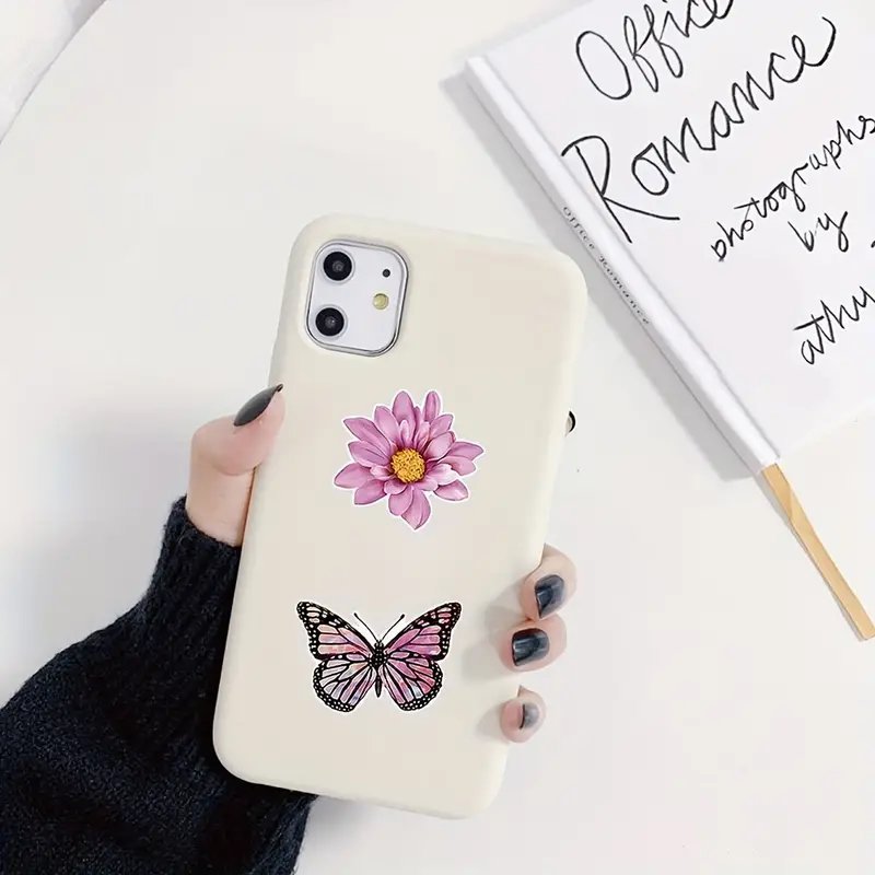 لفة من 500 قطعة من ملصقات الفراشات والزهور، بقطر 1 بوصة، ملصقات ورقية واقعية لتغليف الهدايا، والخراطيش، واليوميات، والهواتف الخلوية، والأجهزة المحمولة، والختم - تصاميم زاهية للحرف اليدوية والديكور - الصورة 3