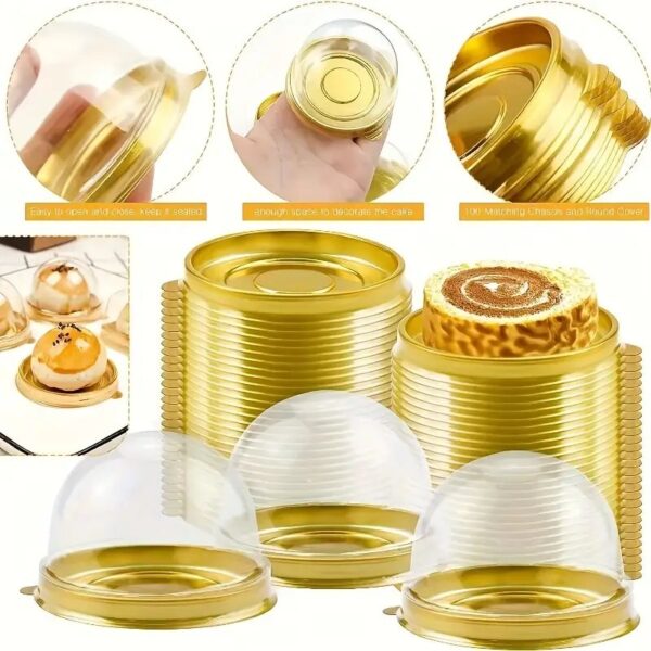 50 قطعة من صناديق القمر البلاستيكية مع أغطية - مثالية للخبز، الحلويات ووجبات البيض المقرمشة - حاويات تخزين مطبخ آمنة للطعام