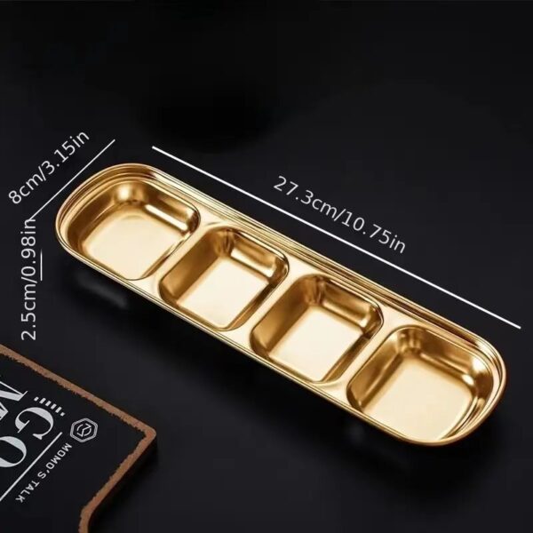 صينية تقديم متعددة الاستخدامات من الفولاذ المقاوم للصدأ - لحفظ الوجبات الخفيفة والصلصات والتوابل | آمنة للغسل في غسالة الصحون، مثالية للحفلات والفعاليات | مصنوعة من الفولاذ المقاوم للصدأ 304 | أدوات تقديم الطعام | أطباق تقديم