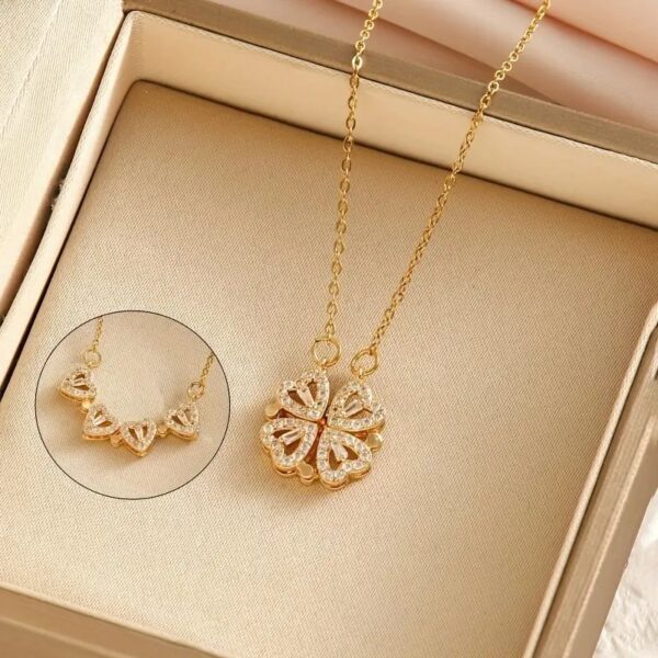 الترند الجديد سلس الهبه قلادة بأربعة أوراق مطلي بالذهب ريترو وعصرية، إكسسوارات متعددة الاستخدامات لأعياد الميلاد وهدايا تخرج عيد الميلاد