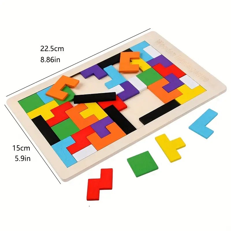 لغز ذكاء خشبي: لعبة كتل ثلاثية الأبعاد ملونة، لعبة تحدي العقل، لعبة تعليمية، هدية مناسبة للاطفال، عيد الميلاد، - الصورة 2
