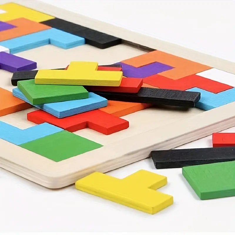 لغز ذكاء خشبي: لعبة كتل ثلاثية الأبعاد ملونة، لعبة تحدي العقل، لعبة تعليمية، هدية مناسبة للاطفال، عيد الميلاد،