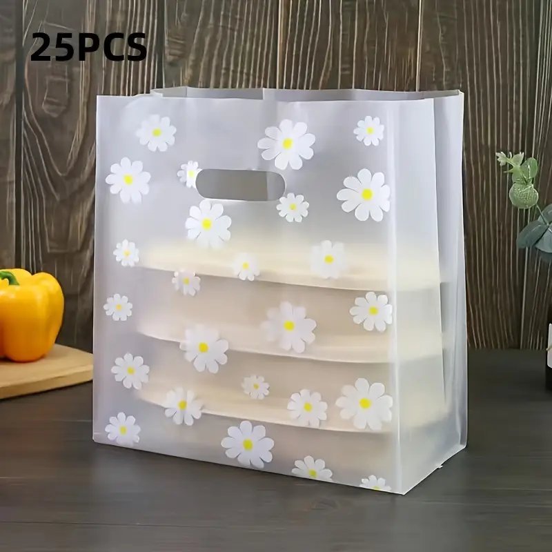 25 قطعة أكياس قابلة لإعادة الاستخدام بتصميم الأقحوان، أكياس لتناول الطعام، أكياس للسلطة والخبز، لوازم الخبز لحفلات أعياد الميلاد، أكياس تغليف الهدايا DIY، أكياس هدايا ، أكياس لتناول الفواكه، لوازم الحفلات