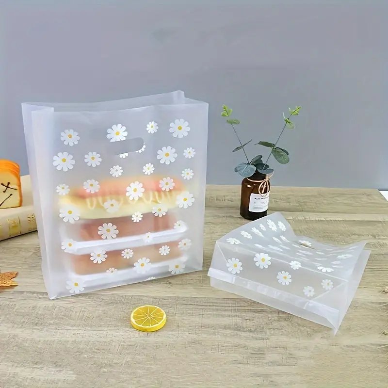 25 قطعة أكياس قابلة لإعادة الاستخدام بتصميم الأقحوان، أكياس لتناول الطعام، أكياس للسلطة والخبز، لوازم الخبز لحفلات أعياد الميلاد، أكياس تغليف الهدايا DIY، أكياس هدايا ، أكياس لتناول الفواكه، لوازم الحفلات - الصورة 2