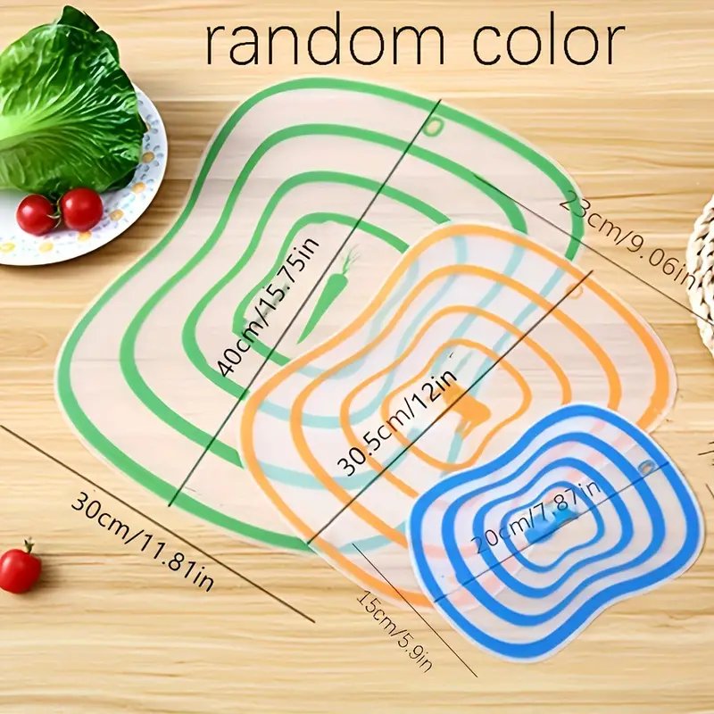 3 قطع، لوح تقطيع، لوح تقطيع مطبخ شفاف وقابل للانحناء، لوح تقطيع فواكه بلاستيكي، لوح تقطيع خضروات بلاستيكي، لوح تقطيع محمول وسهل التخزين، أدوات مطبخ ملحقات مطبخ - الصورة 3