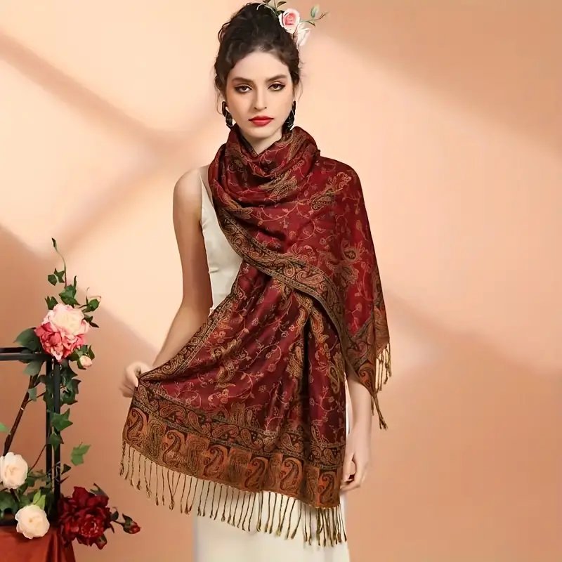 الكلاسيكية بوهو بيزلي الجاكار شال خمر رقيقة لينة مريحة وشاح أنيق نمط تنفس بطانية وشاح،، قماش ثقيل مناسب للشتاء